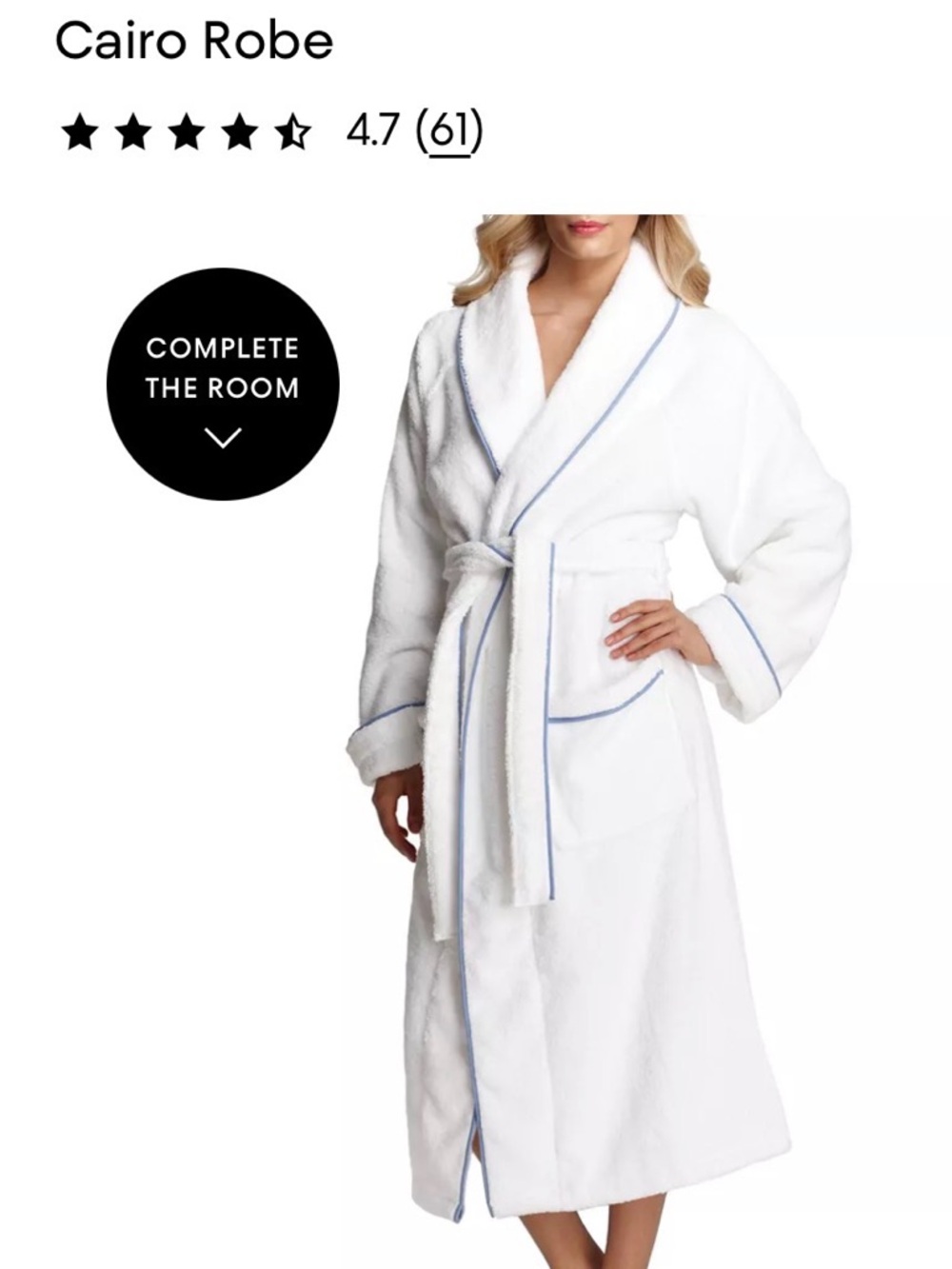 Matouk White Robe with Light Blue Trim
